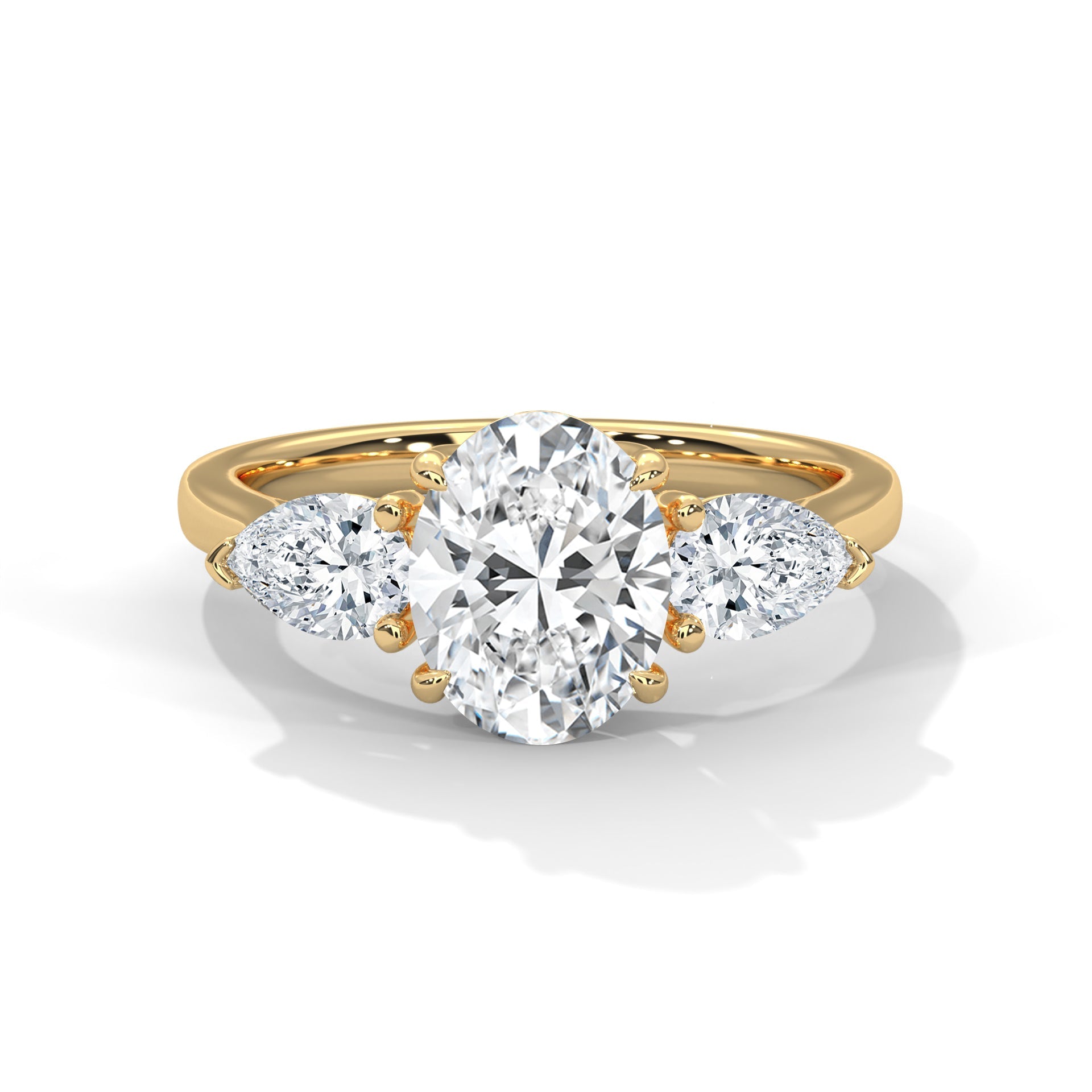Classic 3-Stone 3CT Oval-Cut Lab Grown Diamond Ring with 1ct Pear Side Stones (5 CTW)