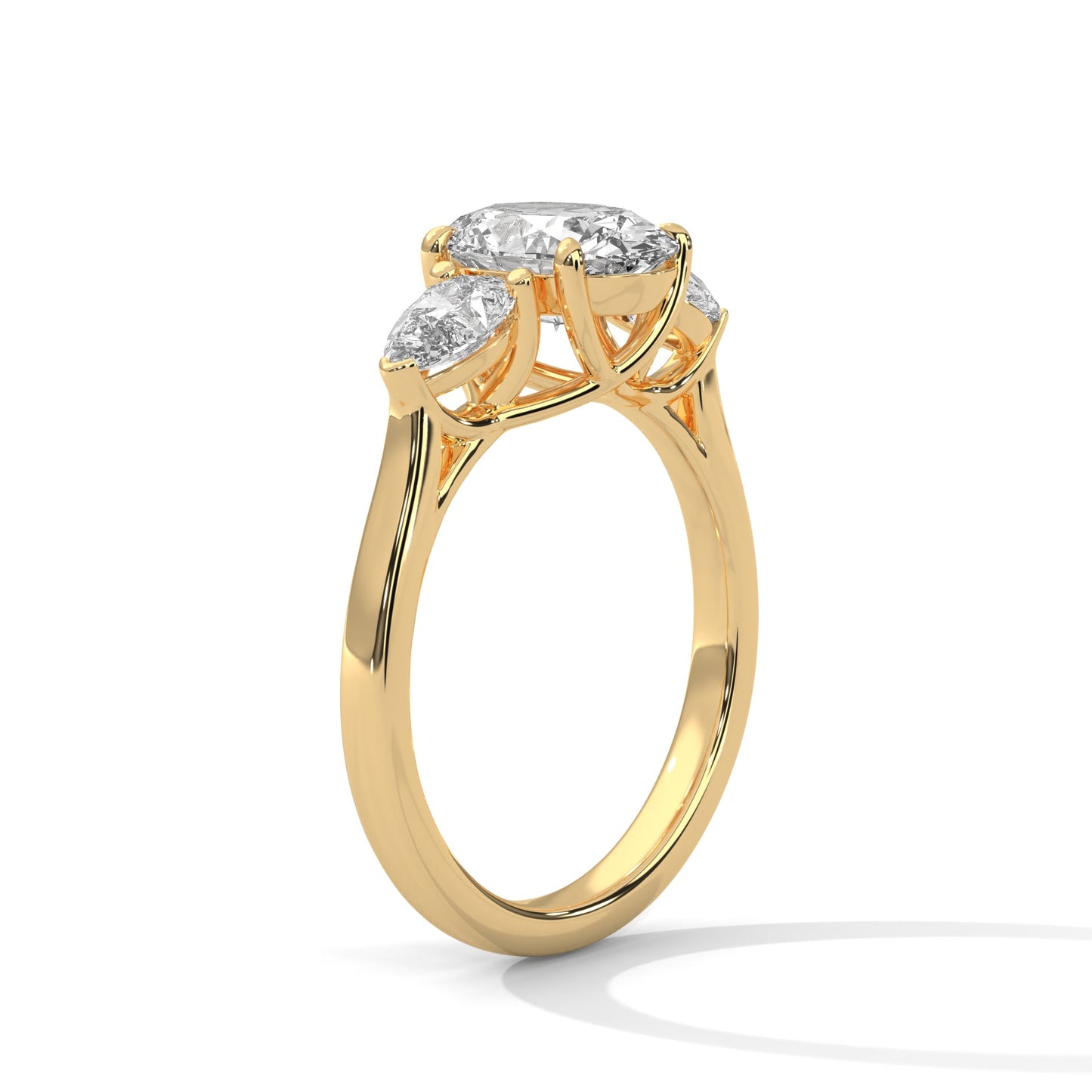 Classic 3-Stone 3CT Oval-Cut Lab Grown Diamond Ring with 1ct Pear Side Stones (5 CTW)