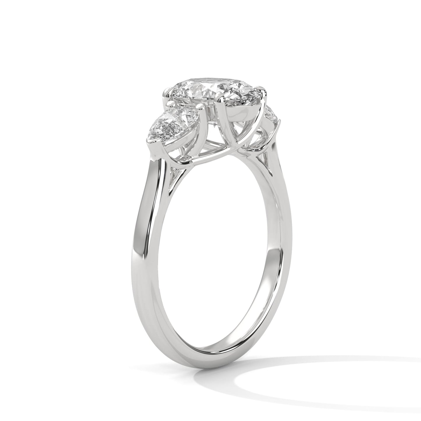 Classic 3-Stone 3CT Oval-Cut Lab Grown Diamond Ring with 1ct Pear Side Stones (5 CTW)