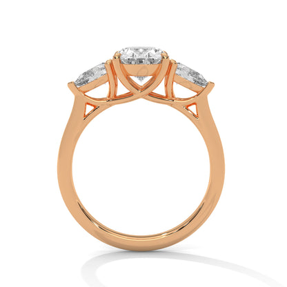 Classic 3-Stone 3CT Oval-Cut Lab Grown Diamond Ring with 1ct Pear Side Stones (5 CTW)