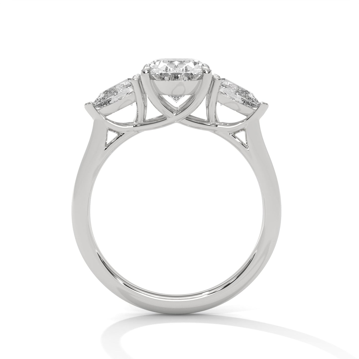 Classic 3-Stone 3CT Oval-Cut Lab Grown Diamond Ring with 1ct Pear Side Stones (5 CTW)