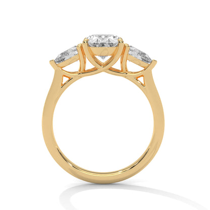 3-Stone Lab-Grown Diamond Ring 2ct Oval with 1/2ct Pear Side Stones (3 CTW)