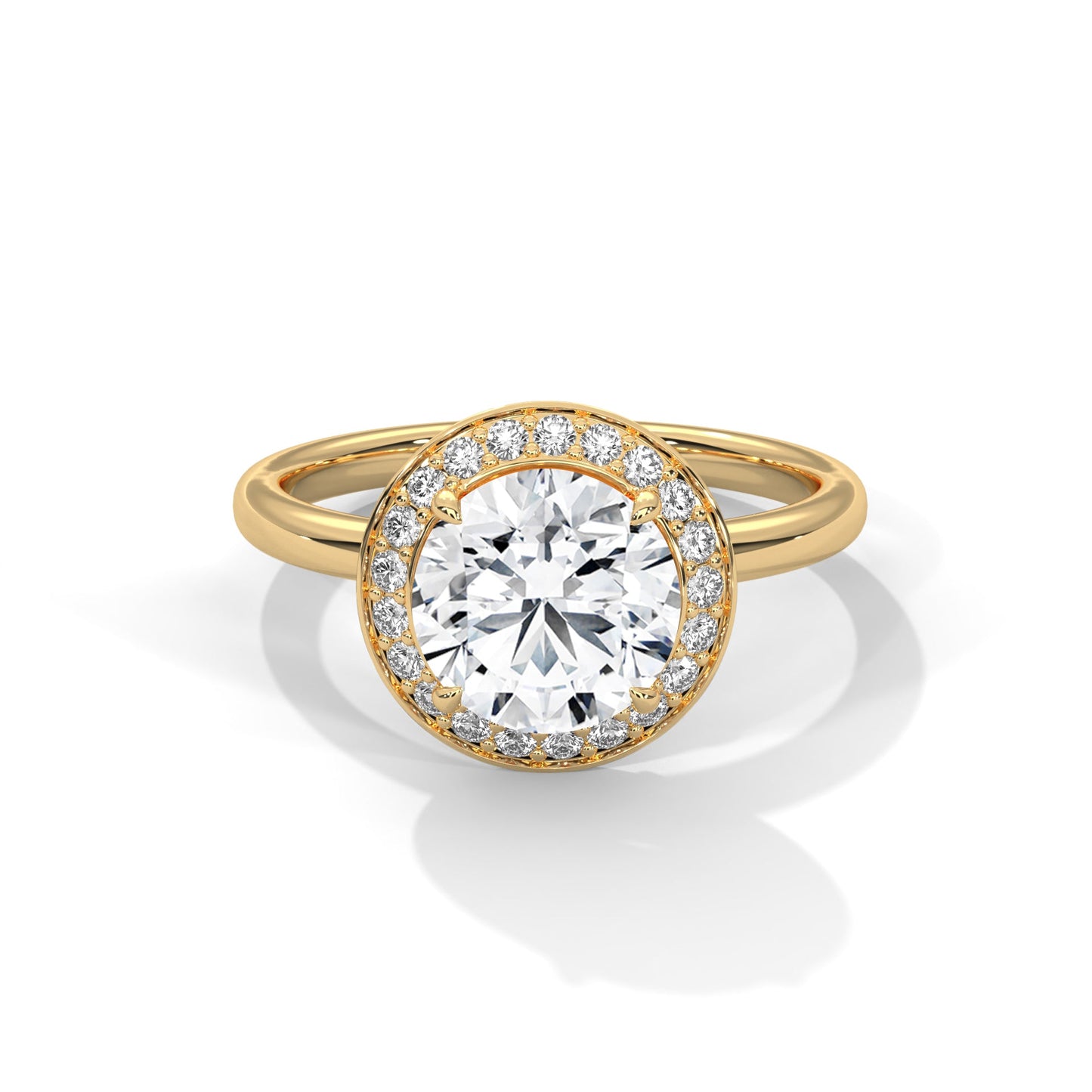 Lustrous Halo 3 CTW Round-Cut Lab Grown Diamond Ring | 3.21 CTW