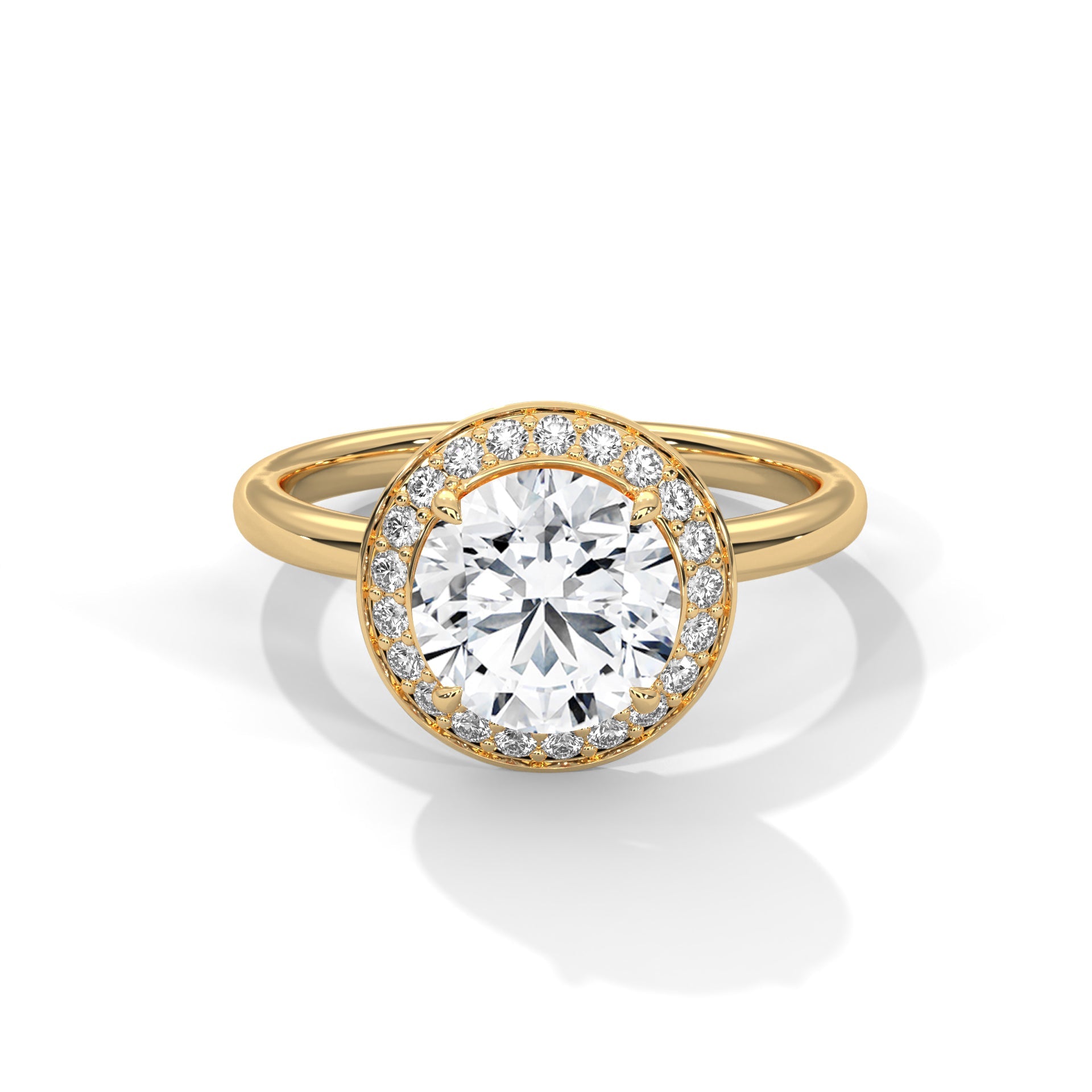 Lustrous Halo 3 CTW Round-Cut Lab Grown Diamond Ring | 3.21 CTW