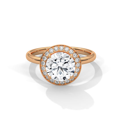 Halo Round-Cut Engagement Ring with 2ct Lab-Grown Diamond (F VS)