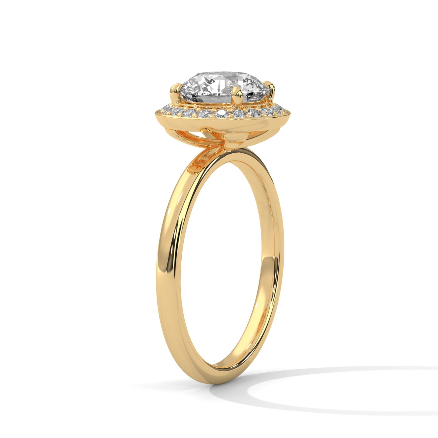 Halo Round-Cut Engagement Ring with 2ct Lab-Grown Diamond (F VS)