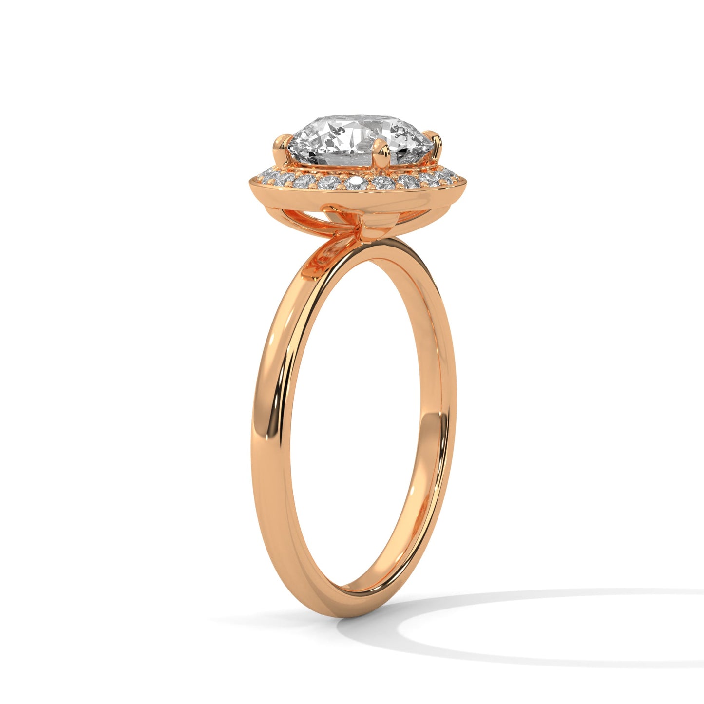 Halo Round-Cut Engagement Ring with 2ct Lab-Grown Diamond (F VS)