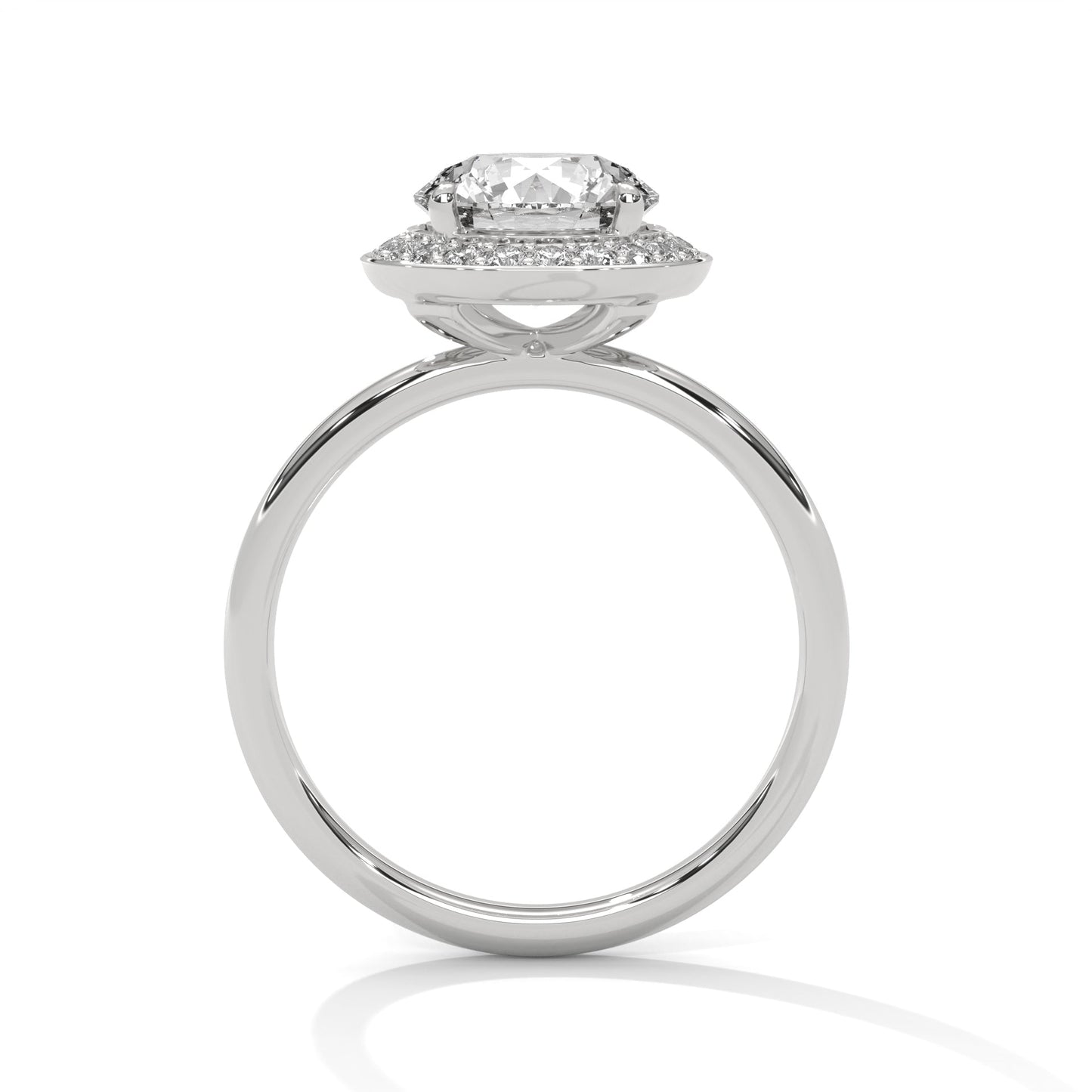 Halo Round-Cut Engagement Ring with 2ct Lab-Grown Diamond (F VS)