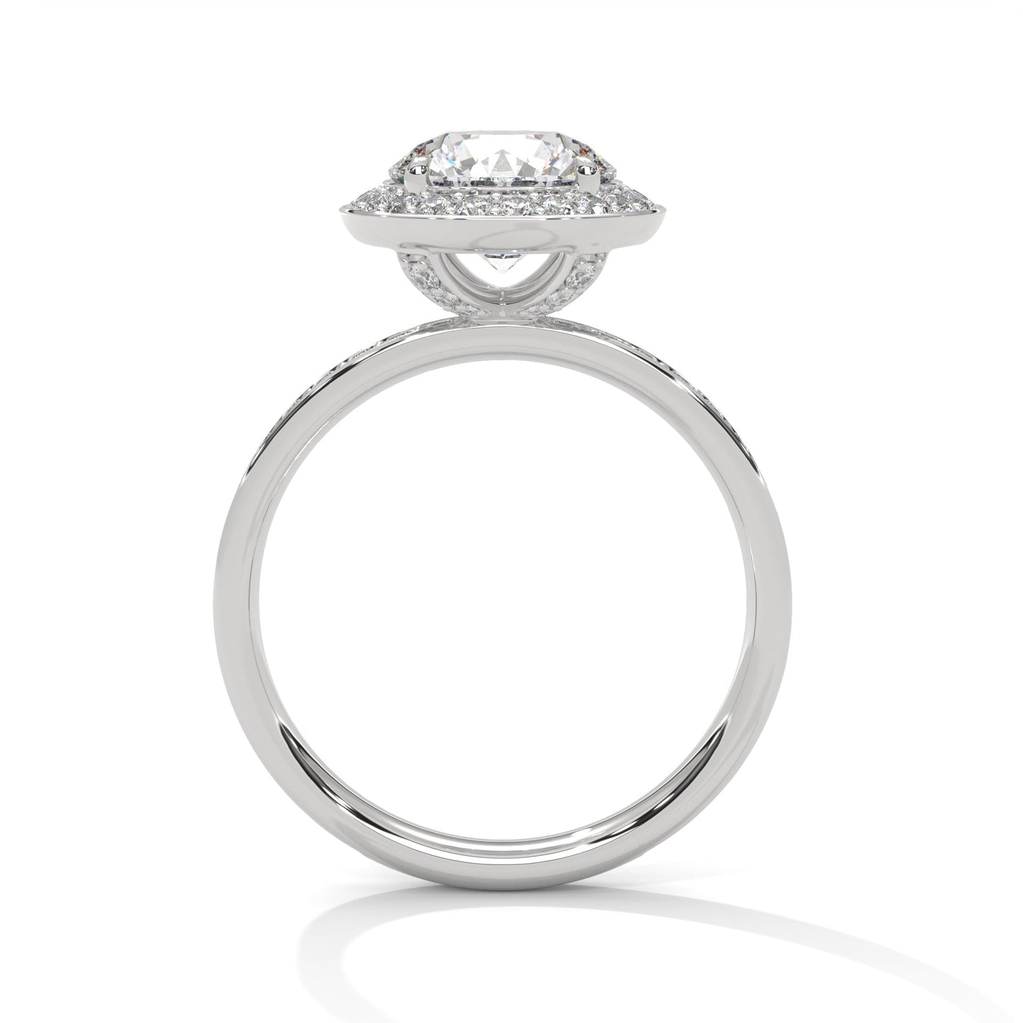 Halo-Pave Engagement Ring with 2ct Lab-Grown Round Diamond (F VS)