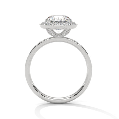 Halo-Pave Engagement Ring with 2ct Lab-Grown Round Diamond (F VS)