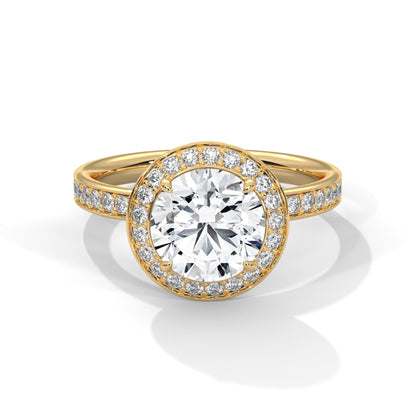 Halo-Pave Engagement Ring with 2ct Lab-Grown Round Diamond (F VS)