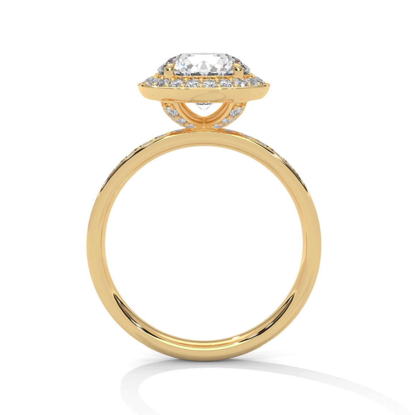 Halo-Pave Engagement Ring with 2ct Lab-Grown Round Diamond (F VS)