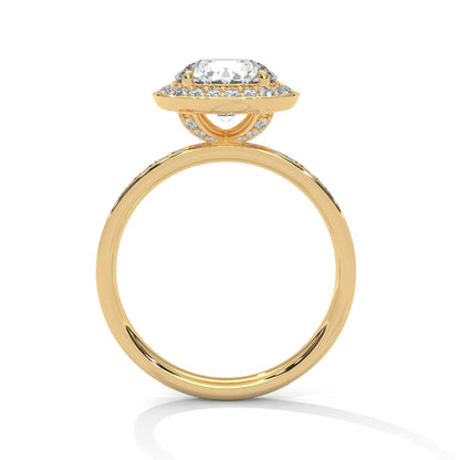 Halo-Pave Engagement Ring with 2ct Lab-Grown Round Diamond (F VS)