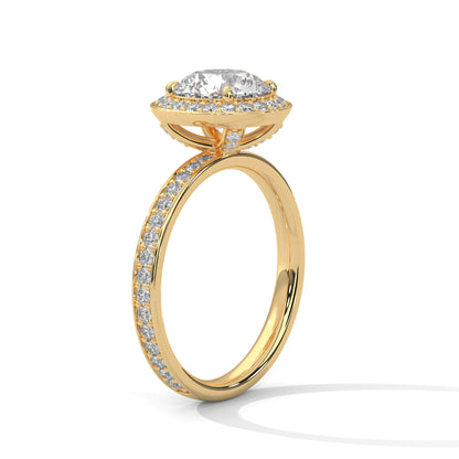 Halo-Pave Engagement Ring with 2ct Lab-Grown Round Diamond (F VS)