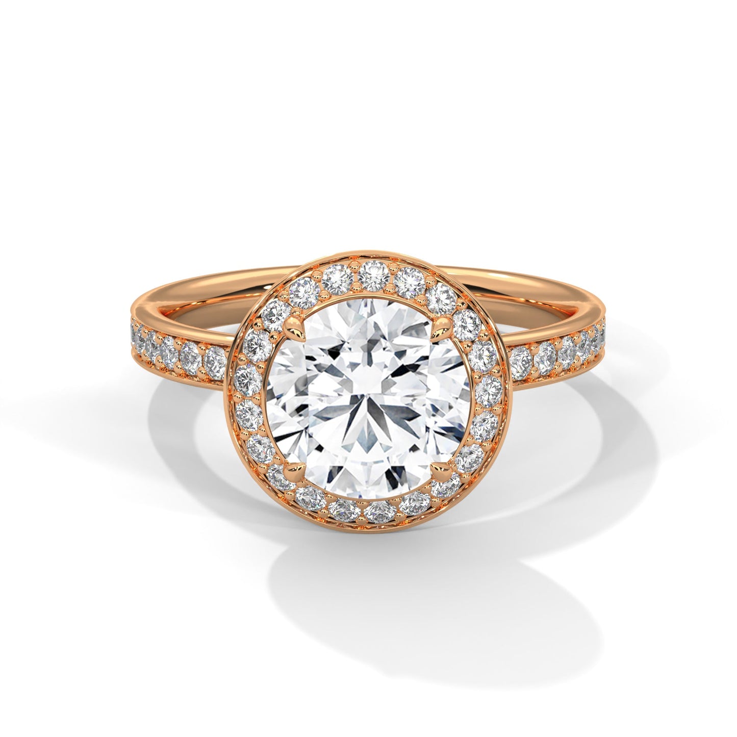 Halo-Pave Engagement Ring with 2ct Lab-Grown Round Diamond (F VS)