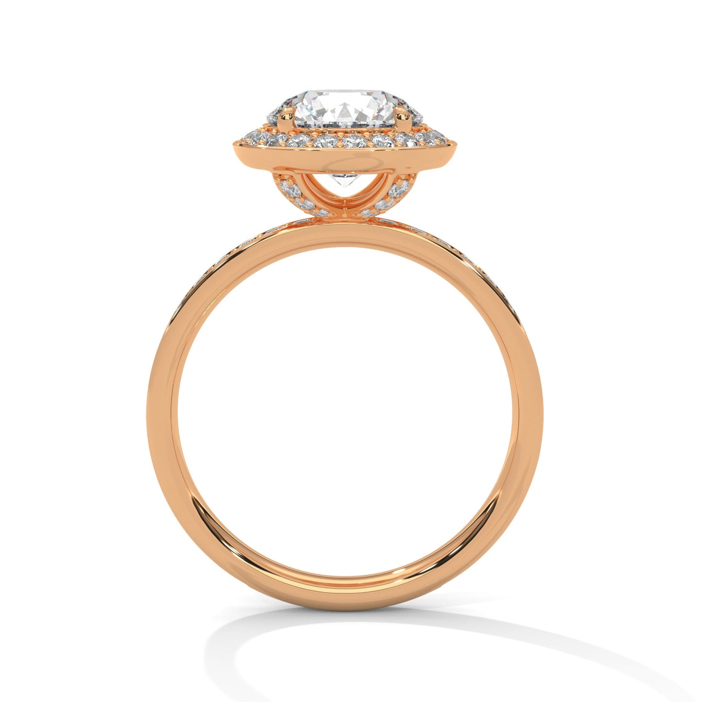 Halo-Pave Engagement Ring with 2ct Lab-Grown Round Diamond (F VS)