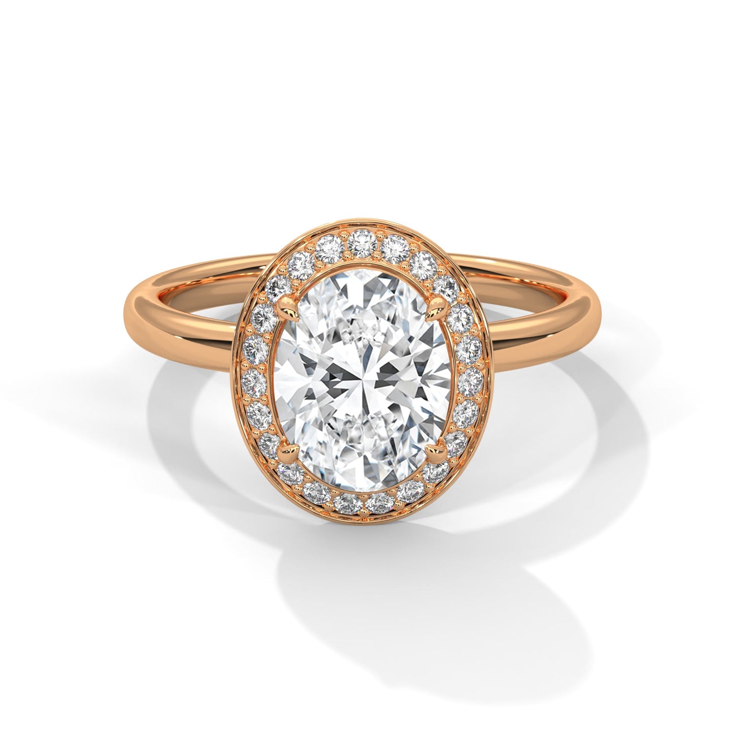 Halo Oval-Cut Engagement Ring with 2ct Lab-Grown Diamond (F VS1)