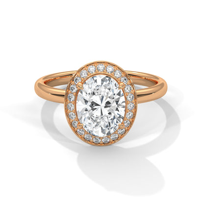 Halo Oval-Cut Engagement Ring with 2ct Lab-Grown Diamond (F VS1)