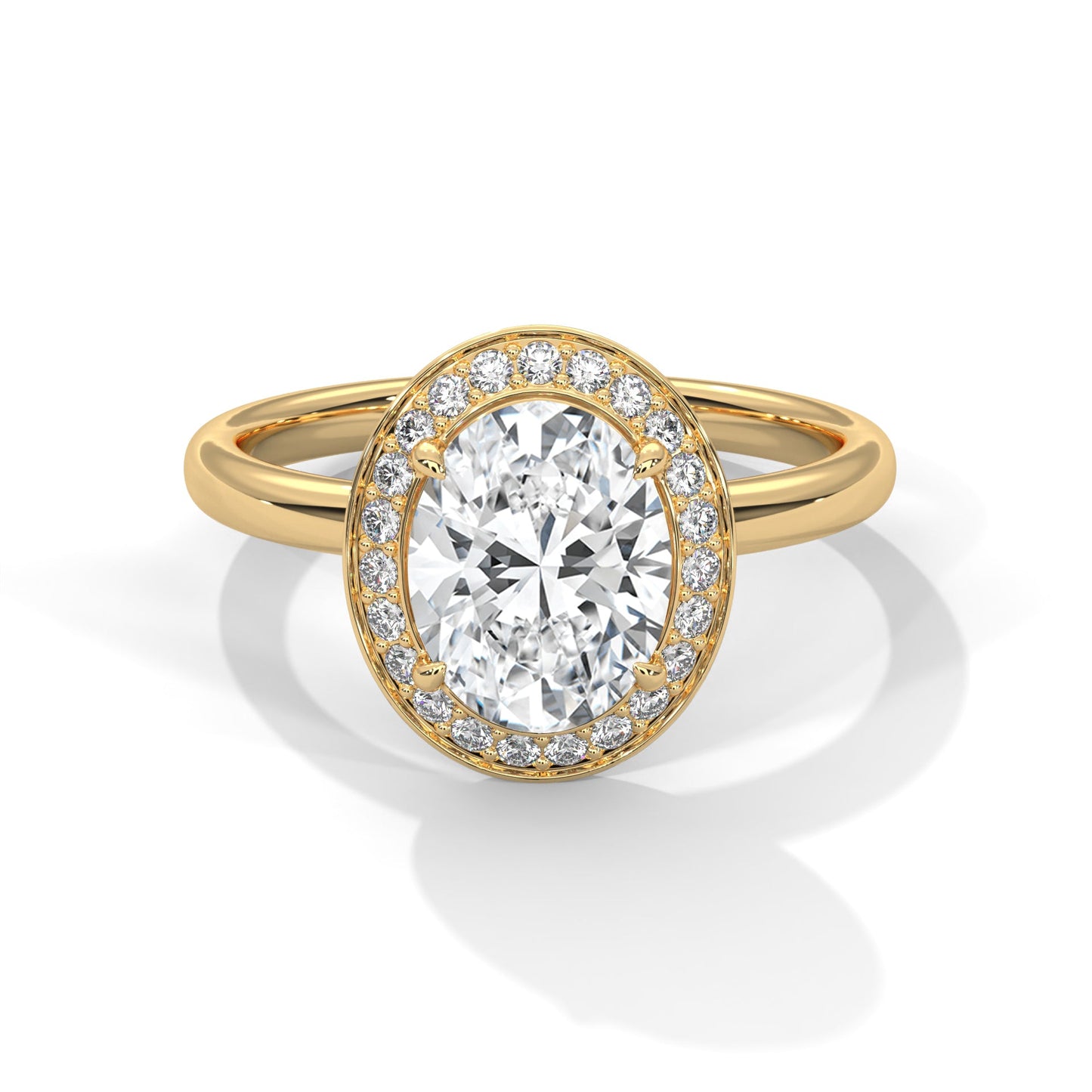 Halo Oval-Cut Engagement Ring with 2ct Lab-Grown Diamond (F VS1)