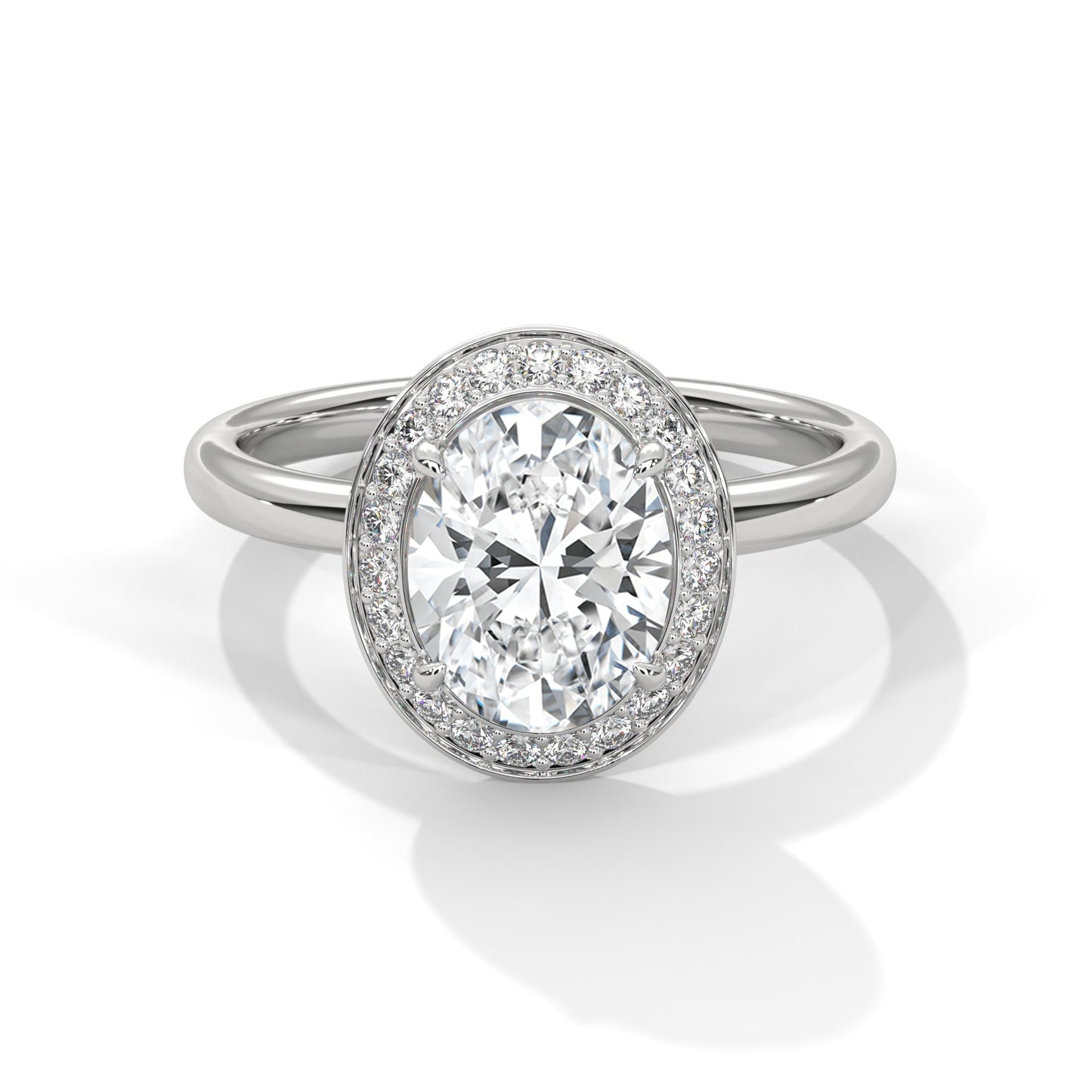 Halo Oval-Cut Engagement Ring with 2ct Lab-Grown Diamond (F VS1)