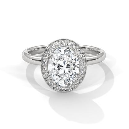 Halo Oval-Cut Engagement Ring with 2ct Lab-Grown Diamond (F VS1)