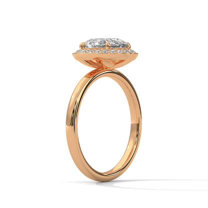 Halo Oval-Cut Engagement Ring with 2ct Lab-Grown Diamond (F VS1)