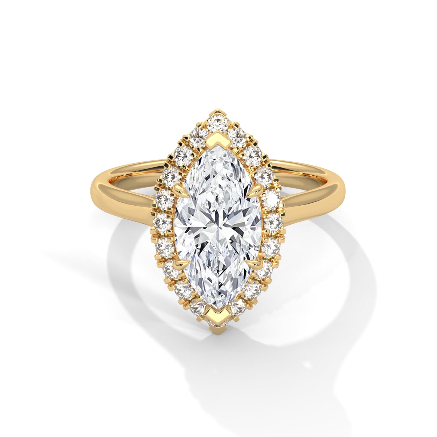 Halo marquise-Cut Engagement Ring with 2ct Lab-Grown Diamond (F VS1)