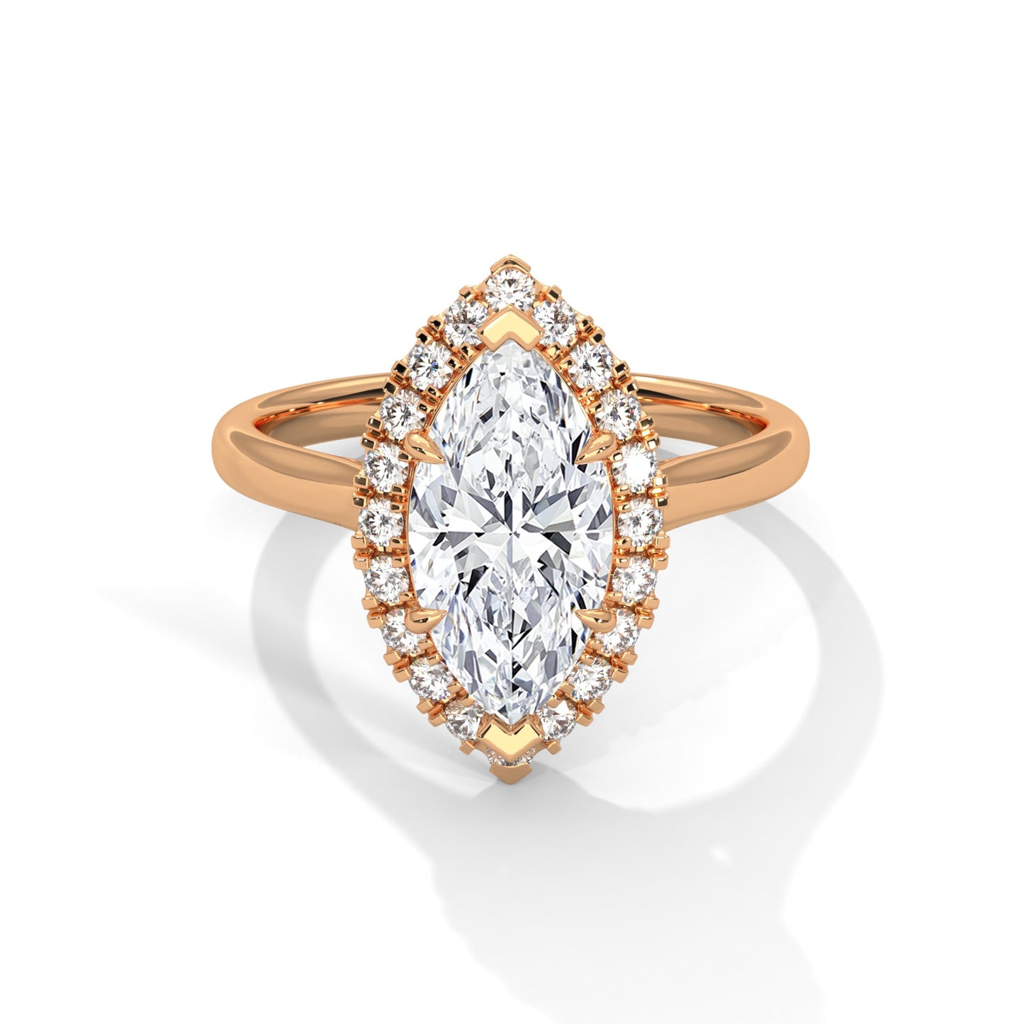 Halo marquise-Cut Engagement Ring with 2ct Lab-Grown Diamond (F VS1)