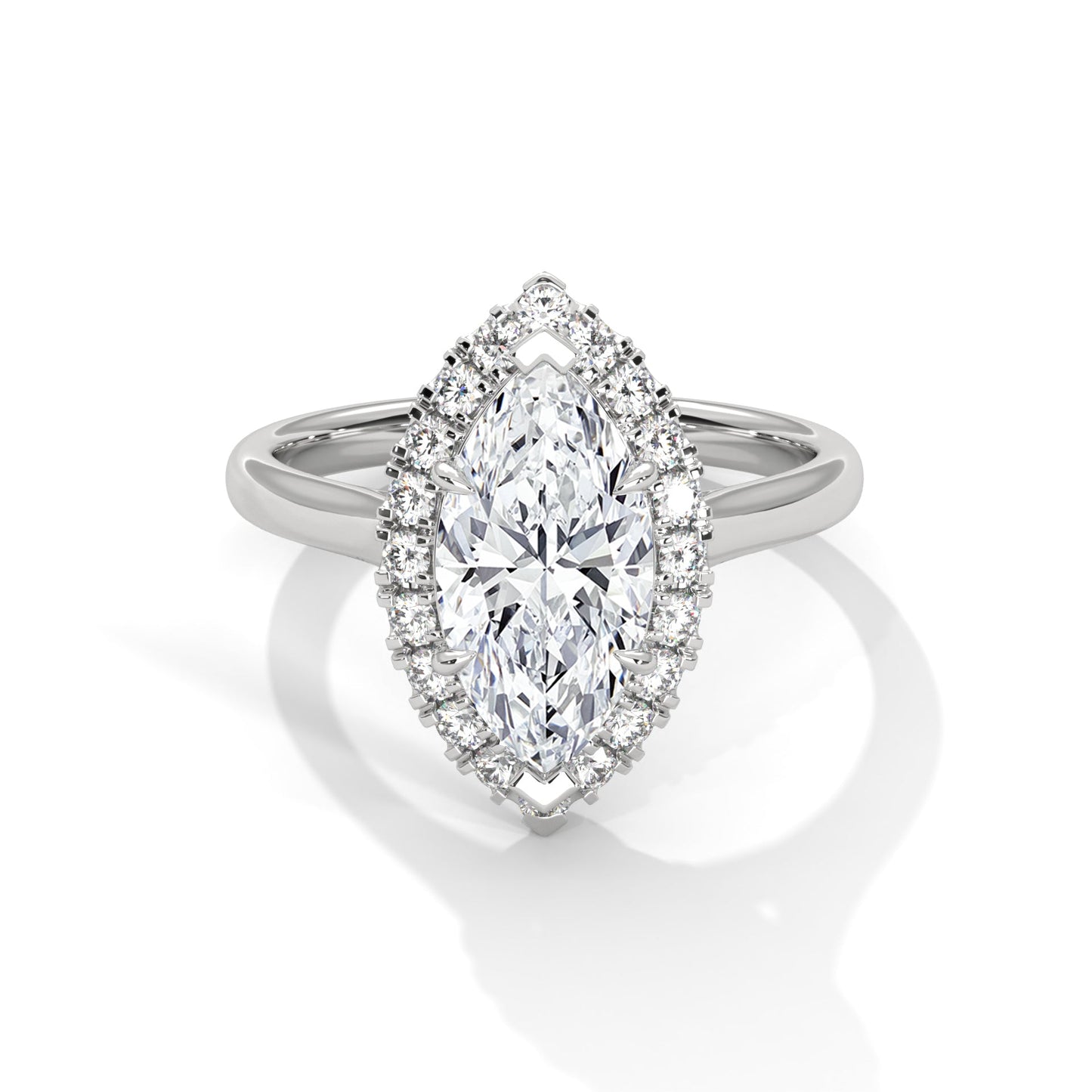 Halo marquise-Cut Engagement Ring with 2ct Lab-Grown Diamond (F VS1)