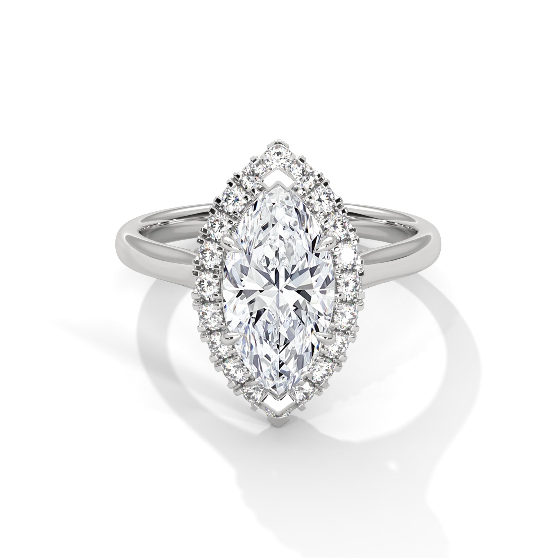 Halo marquise-Cut Engagement Ring with 2ct Lab-Grown Diamond (F VS1)