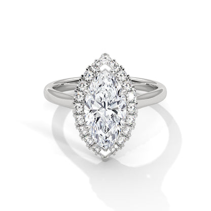 Halo marquise-Cut Engagement Ring with 2ct Lab-Grown Diamond (F VS1)