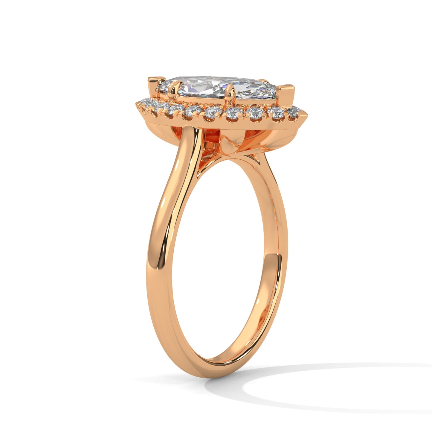 Halo marquise-Cut Engagement Ring with 2ct Lab-Grown Diamond (F VS1)