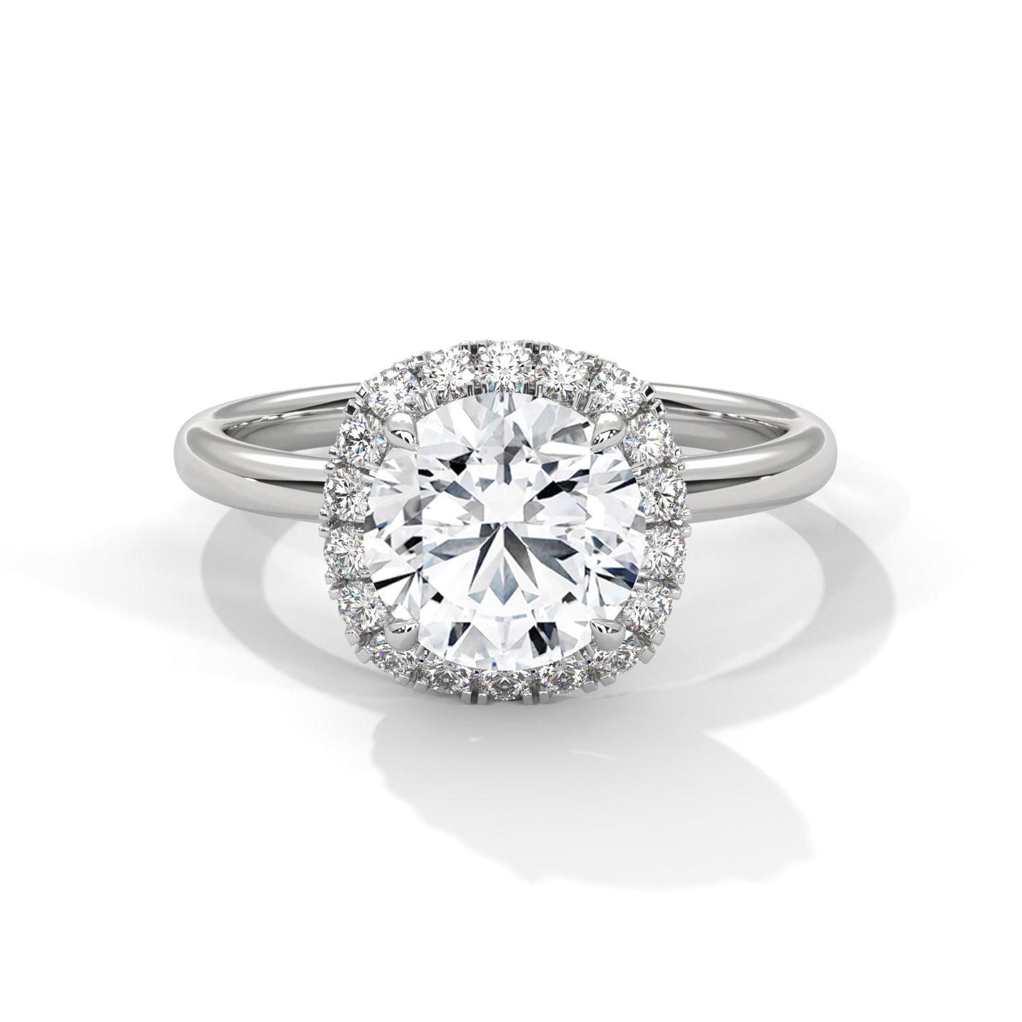 Halo Round-Cut Engagement Ring with 2ct Lab-Grown Diamond (F VS1)