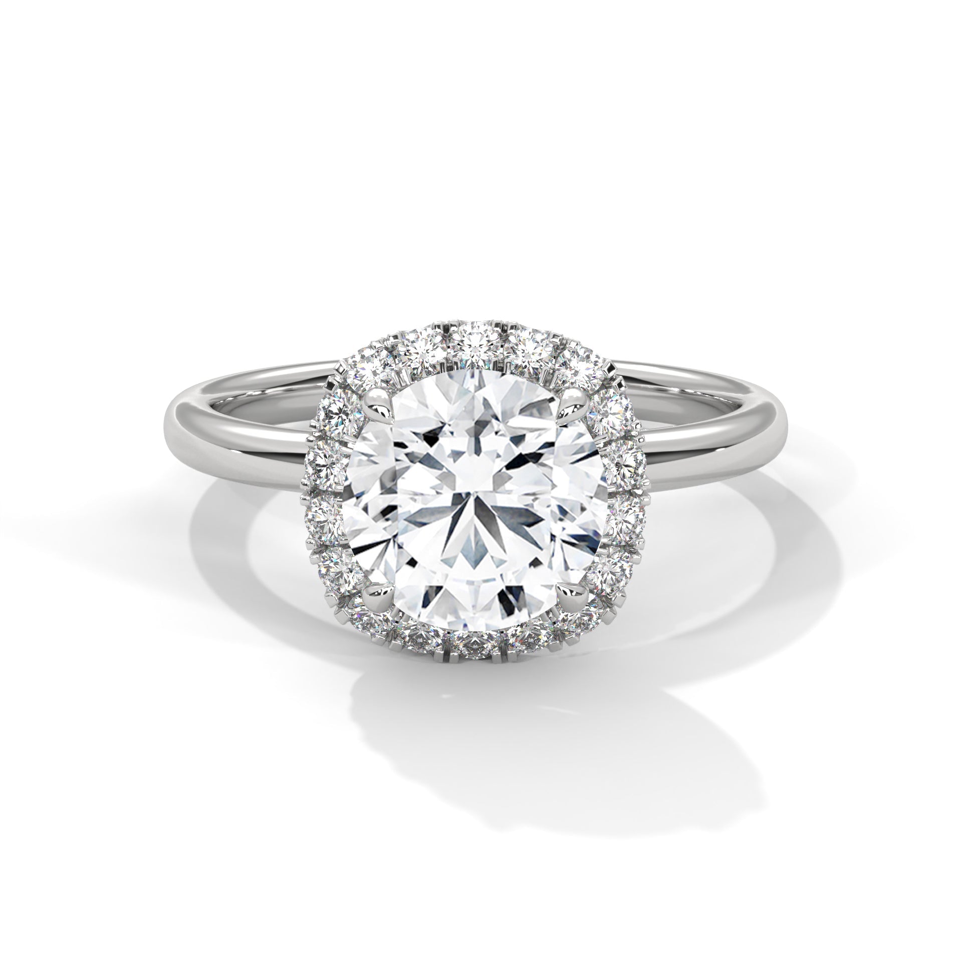 Halo Round-Cut Engagement Ring with 2ct Lab-Grown Diamond (F VS1)