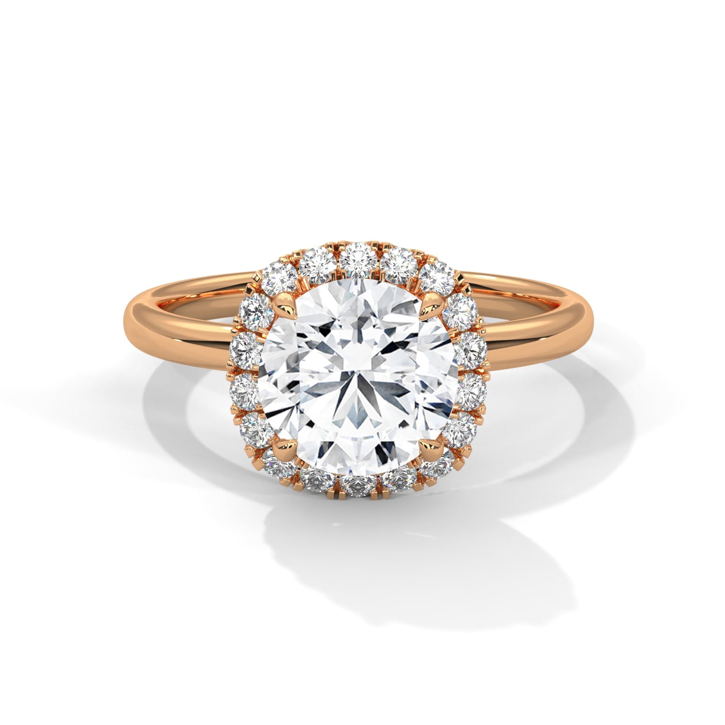 Halo Round-Cut Engagement Ring with 2ct Lab-Grown Diamond (F VS1)