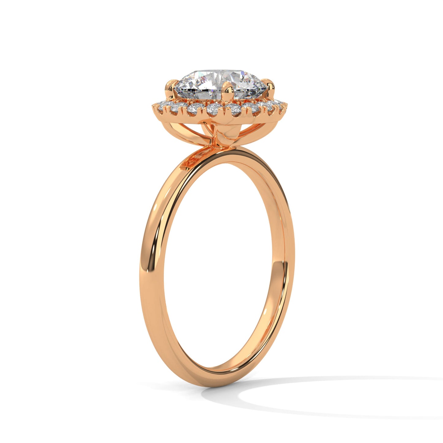 Halo Round-Cut Engagement Ring with 2ct Lab-Grown Diamond (F VS1)