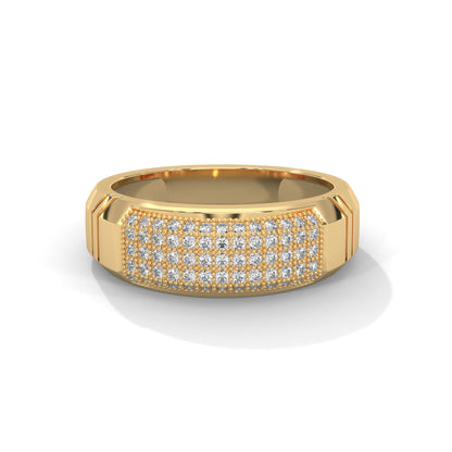 Titanium 0.66 CTW Round Lab-Grown Diamond Curved Men's Ring