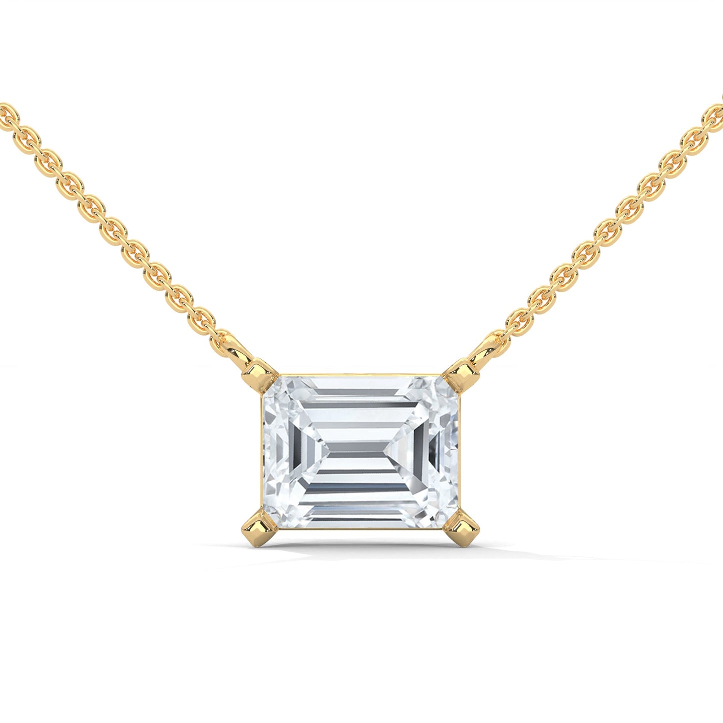 Timeless Brilliance Emerald-Cut Diamond Pendant Necklace 1.50ct | 14K Gold | 16”&18” Chain