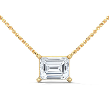 Timeless Brilliance Emerald-Cut Diamond Pendant Necklace 1.50ct | 14K Gold | 16”&18” Chain