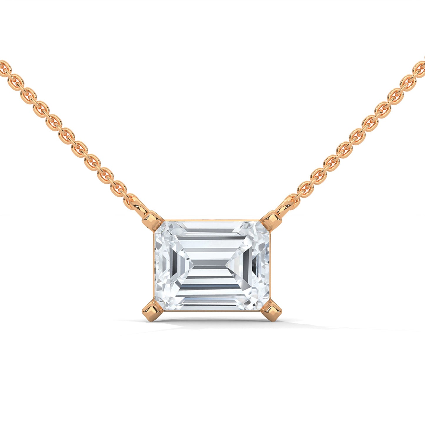 Timeless Brilliance Emerald-Cut Diamond Pendant Necklace 1.50ct | 14K Gold | 16”&18” Chain