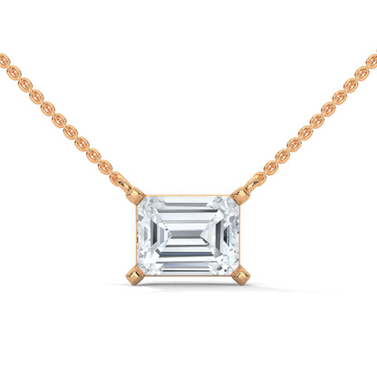 Timeless Brilliance Emerald-Cut Diamond Pendant Necklace 1.50ct | 14K Gold | 16”&18” Chain