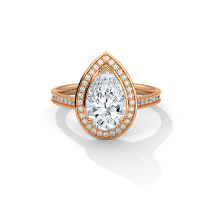 Halo Pear-Cut 2.34 CTW Diamond Engagement Ring | E-VS1
