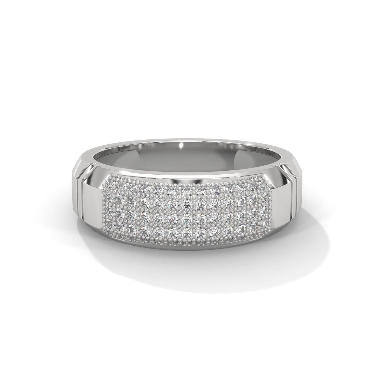 Titanium 0.66 CTW Round Lab-Grown Diamond Curved Men's Ring