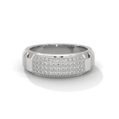 Titanium 0.66 CTW Round Lab-Grown Diamond Curved Men's Ring