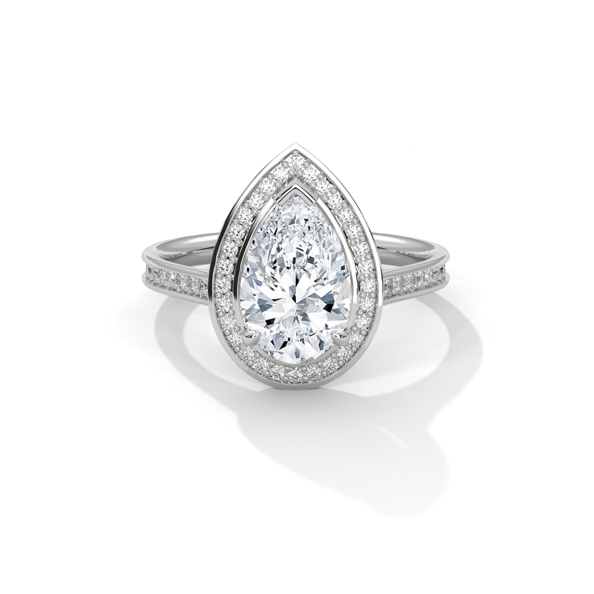Halo Pear-Cut 2.34 CTW Diamond Engagement Ring | E-VS1