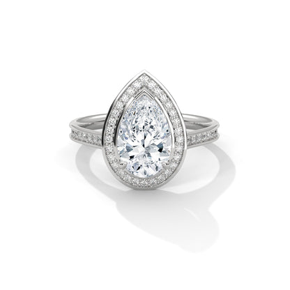 Halo Pear-Cut 2.34 CTW Diamond Engagement Ring | E-VS1