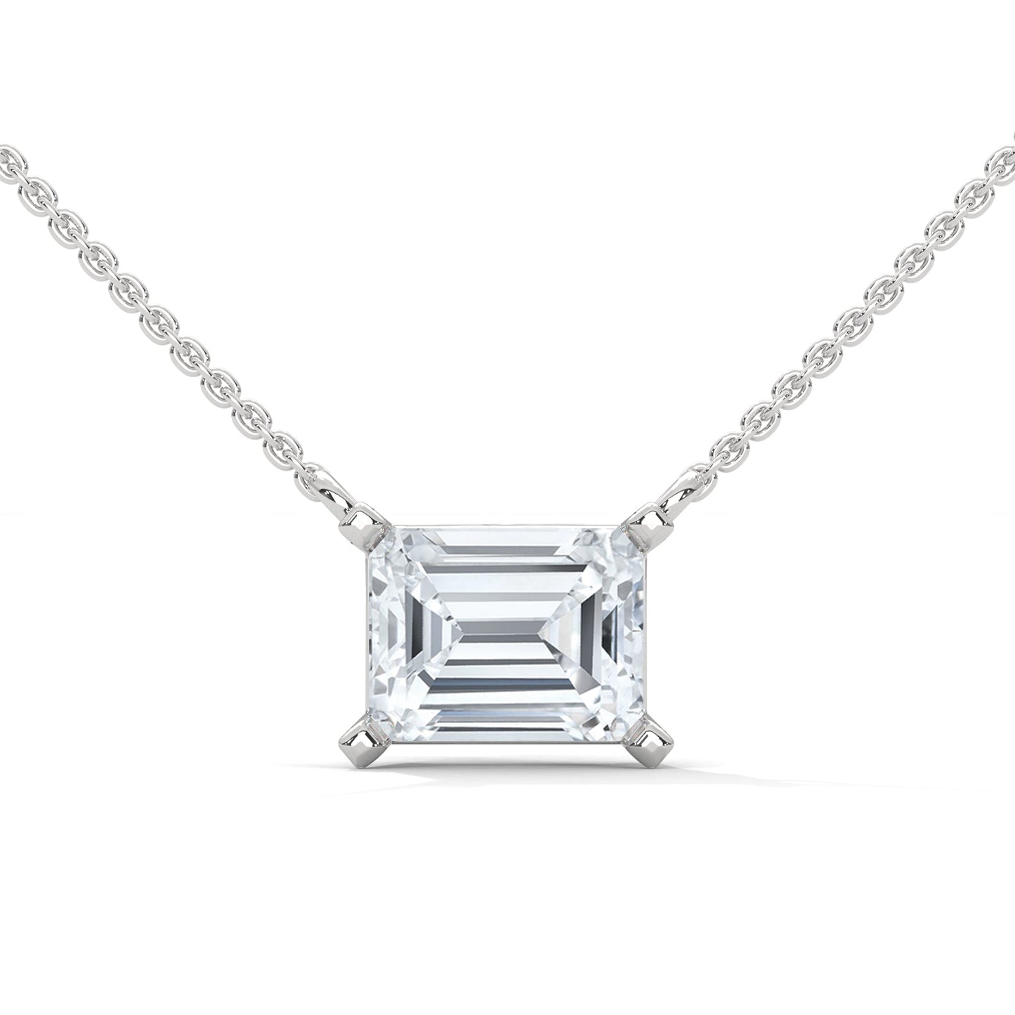 Timeless Brilliance Emerald-Cut Diamond Pendant Necklace 1.50ct | 14K Gold | 16”&18” Chain