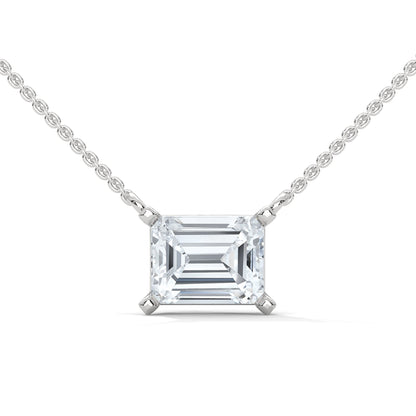 Timeless Brilliance Emerald-Cut Diamond Pendant Necklace 1.50ct | 14K Gold | 16”&18” Chain