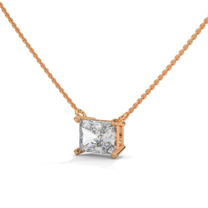 Timeless Brilliance Emerald-Cut Diamond Pendant Necklace 1.50ct | 14K Gold | 16”&18” Chain