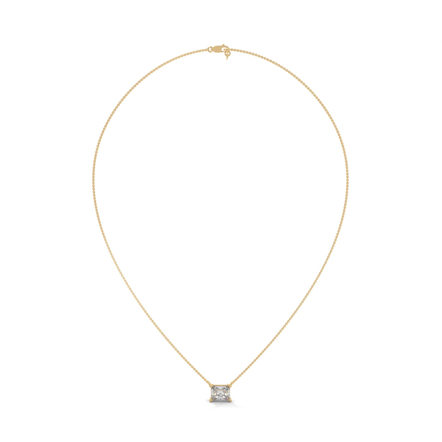 Timeless Brilliance Emerald-Cut Diamond Pendant Necklace 1.50ct | 14K Gold | 16”&18” Chain